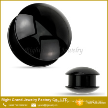 Cúpula dupla de aço inoxidável rosca preto chapeado Ear Plugs corpo jóias